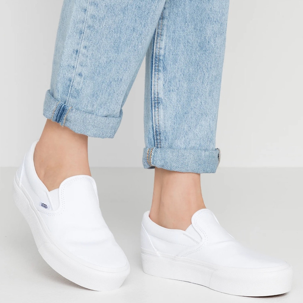 VANS UNISEX Classic Iconic Retro White Slip On Low Top SoCal Sneakers Shoes 4